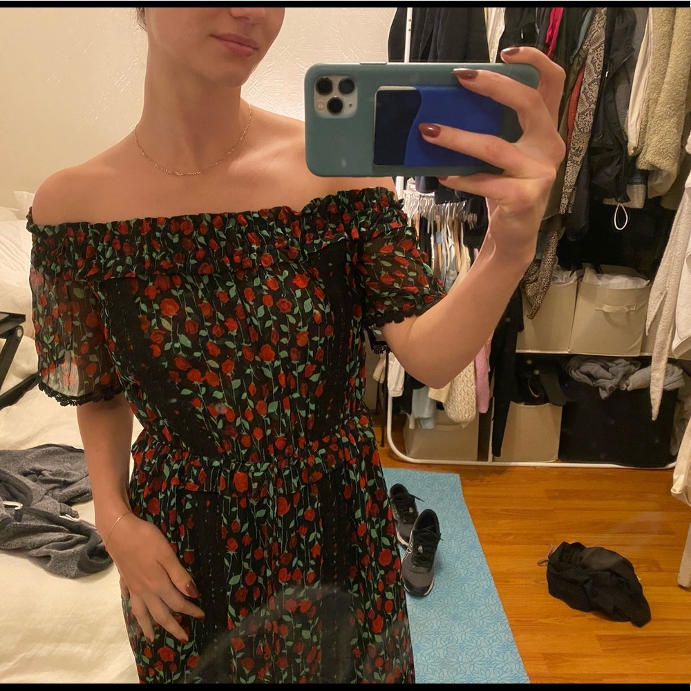The kooples off the shoulder rose dress